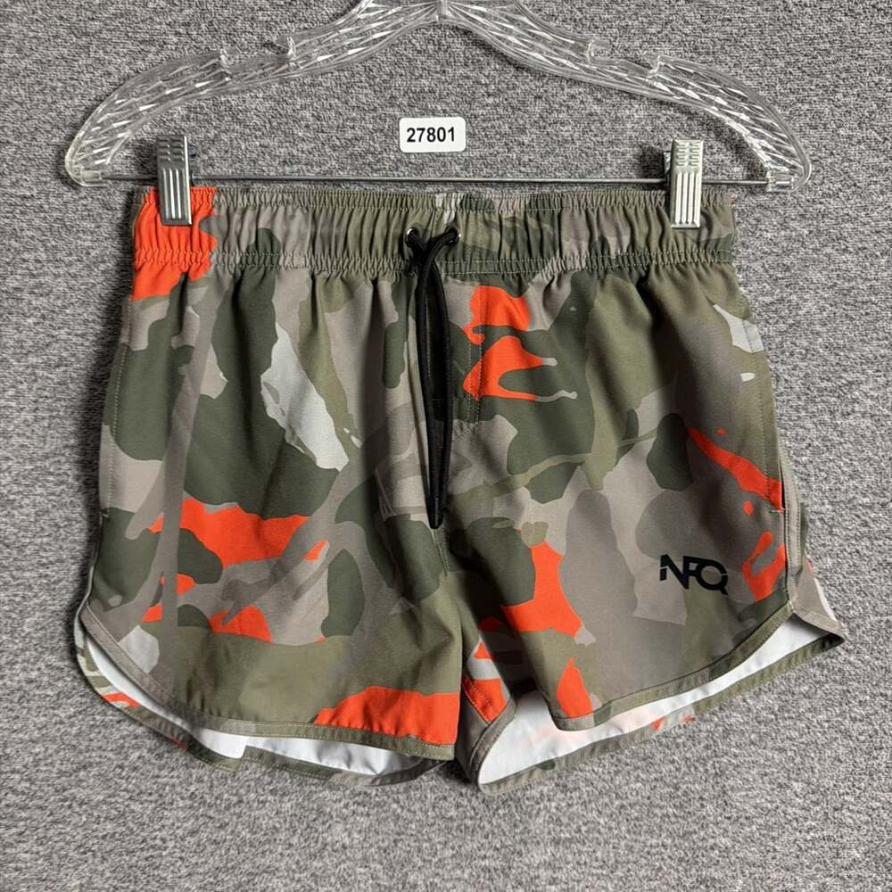 NFQ Women's Small Green Orange Camo 3" Inseam Activewear Shorts